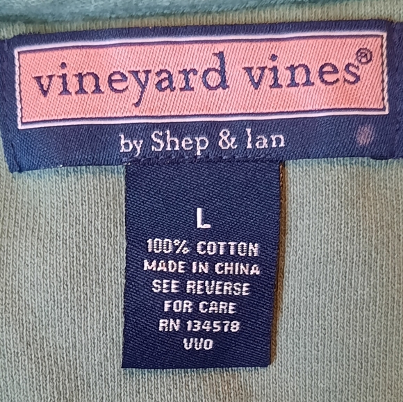 Vineyard Vines Sweater Large Green and Navy Quarter Zip Beach Preppy Nautical - Picture 10 of 12